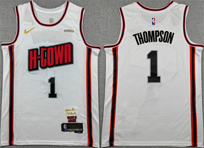 Men's Houston Rockets #1 Amen Thompson White 2024/25 City Edition Stitched Jersey